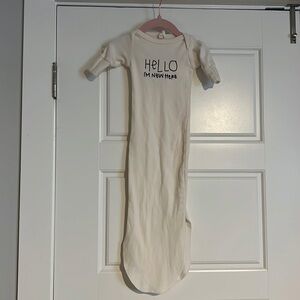 $13 ADD ON Tenth and Pine‎ Organic Tie Gown Hello I’m New Here Baby Gown Sleeper